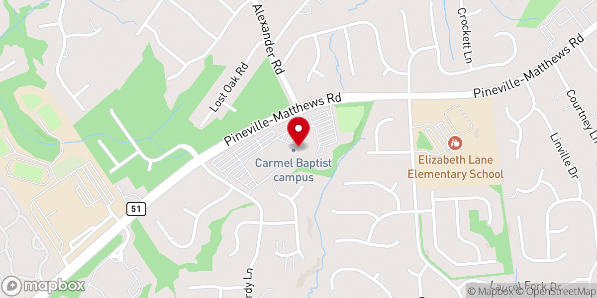 Map showing location of Carmel Baptist Church