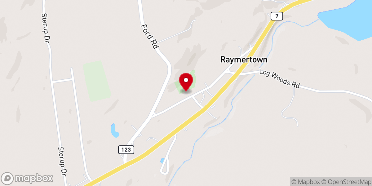Map showing location of Raymertown Lutheran Church
