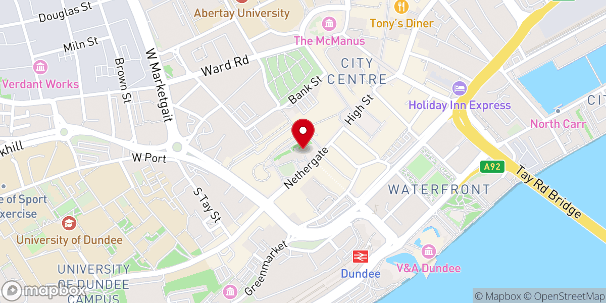 Map showing location of Dundee Parish Church (St Mary's)