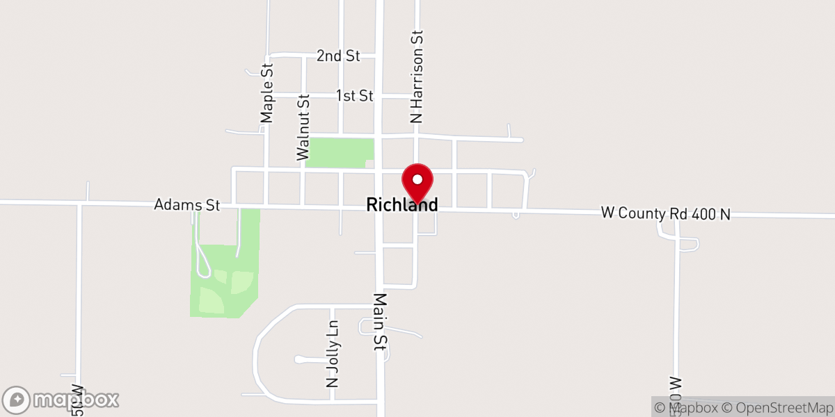 Map showing location of Richland Christian Church