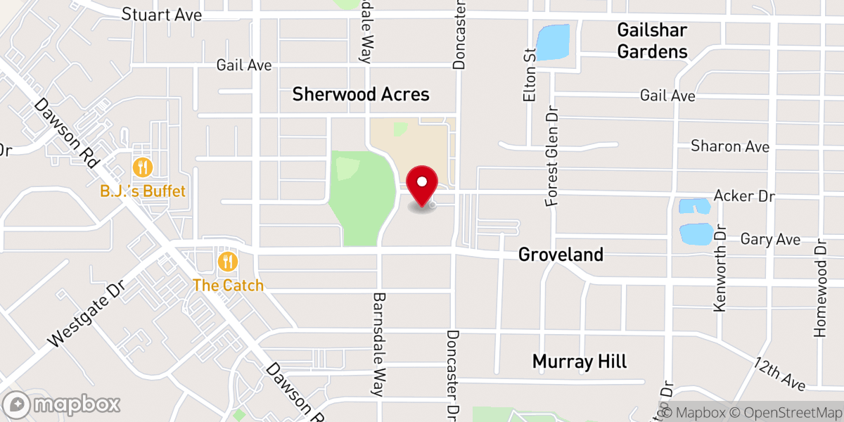 Map showing location of Sherwood Baptist Church