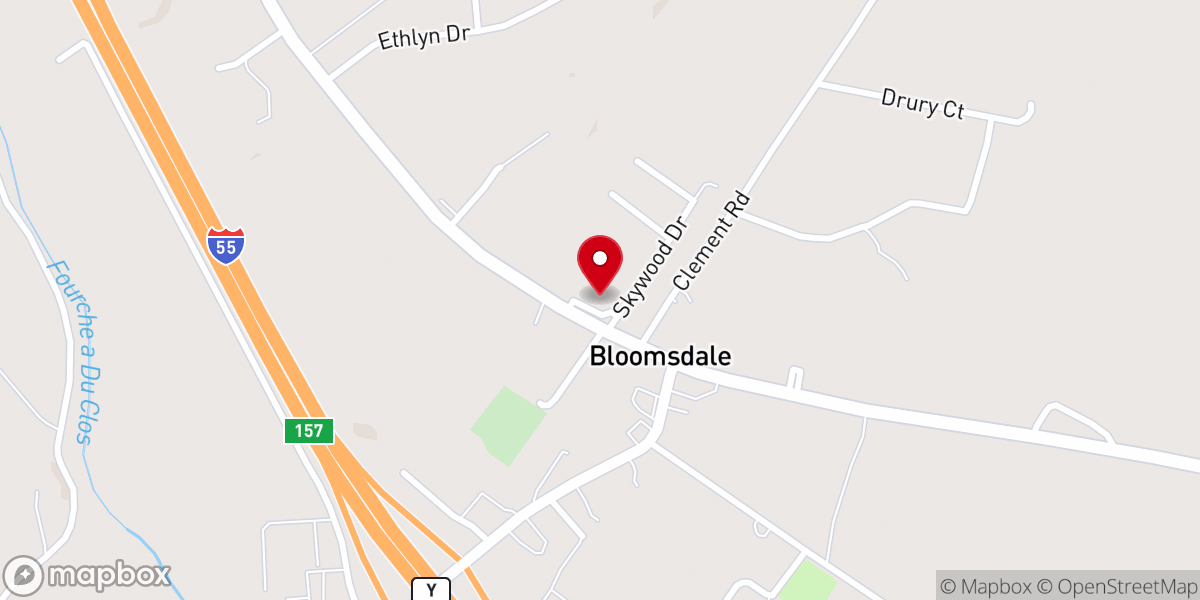 Map showing location of Bloomsdale Baptist Church