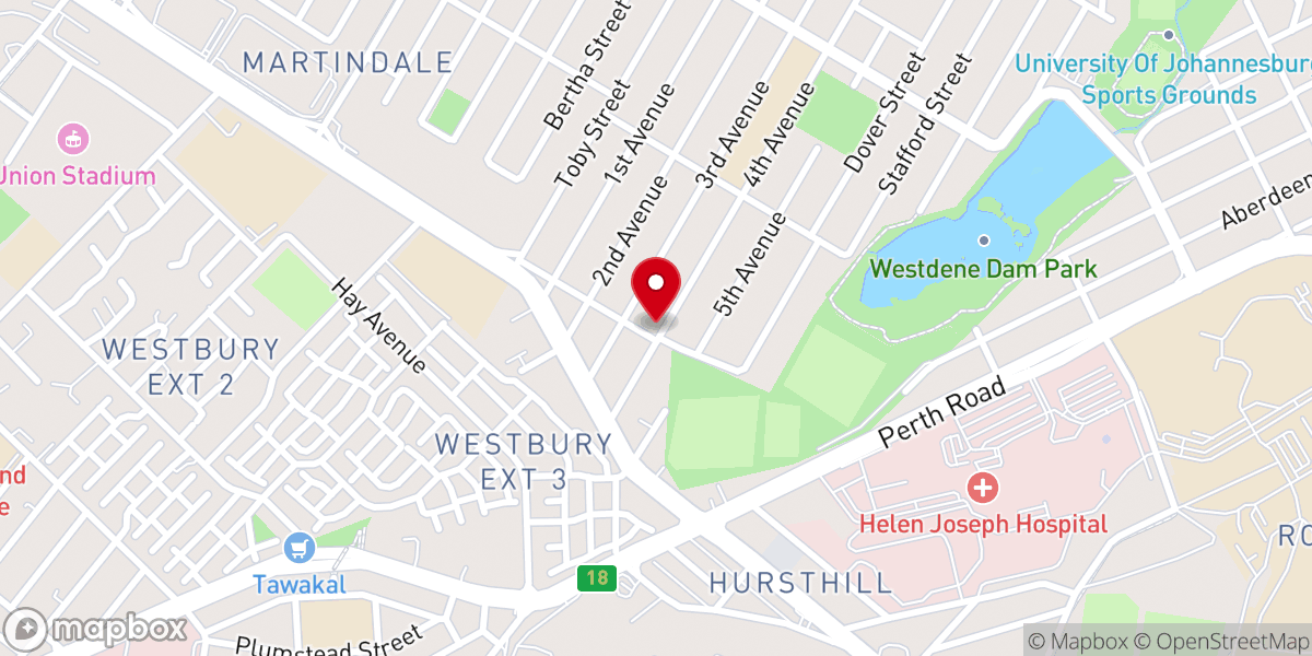 Map showing location of Acts Christian Church (Westdene)