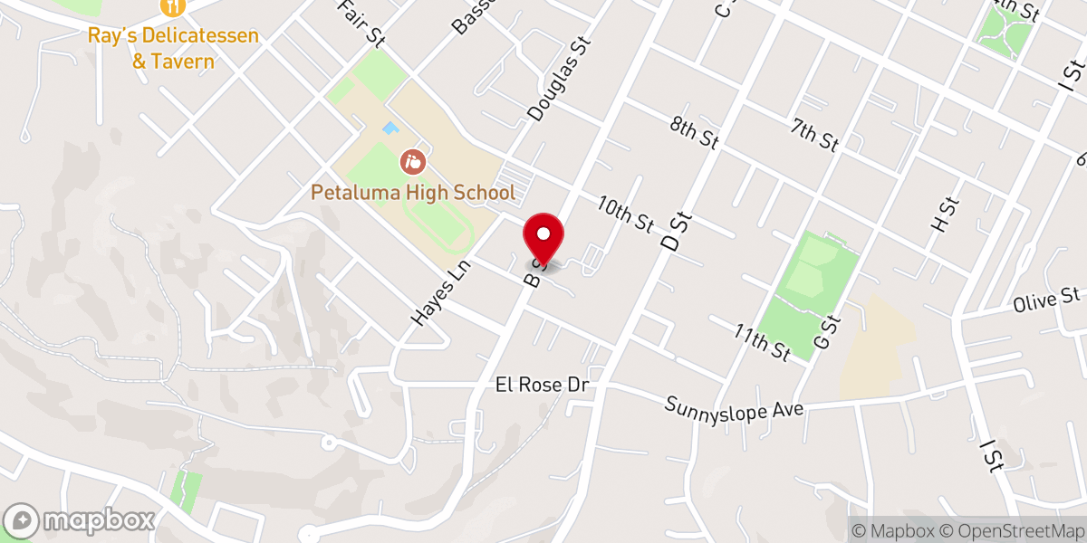 Map showing location of First Presbyterian Church of Petaluma