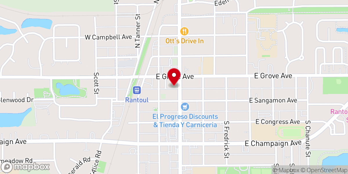 Map showing location of Rantoul Community Church