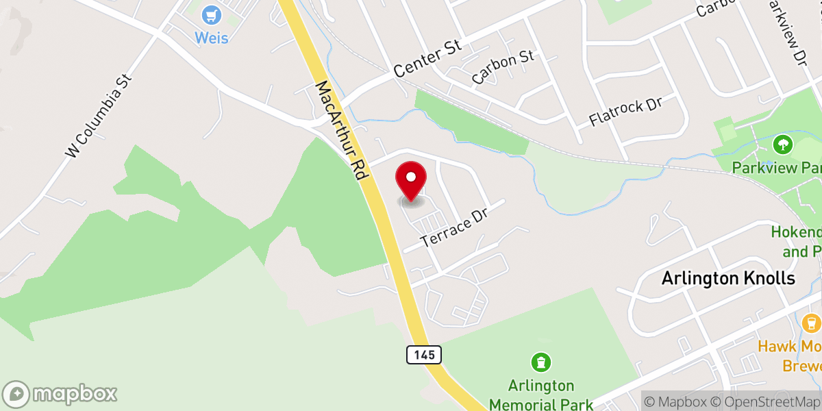 Map showing location of Faith Evangelical Lutheran Church