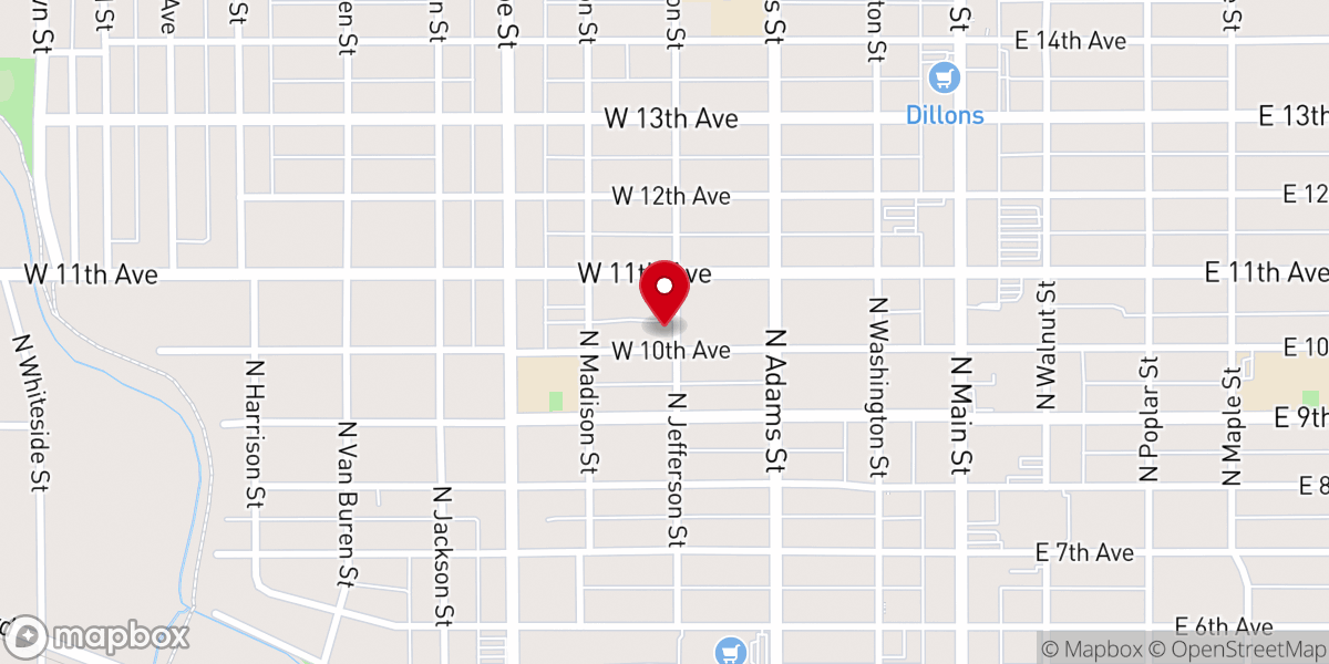Map showing location of Tenth Avenue United Methodist Church