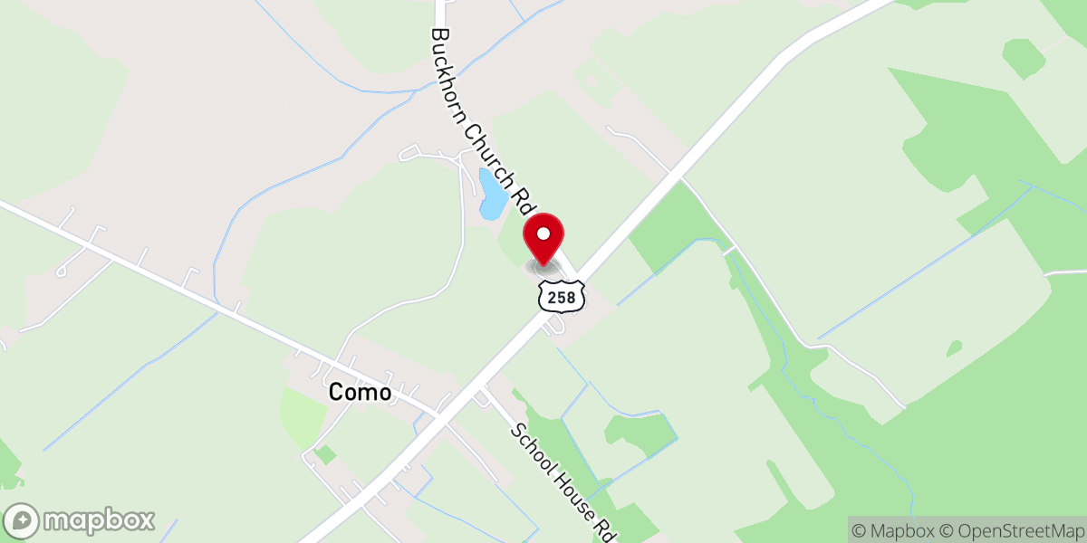 Map showing location of Buckhorn Baptist Church
