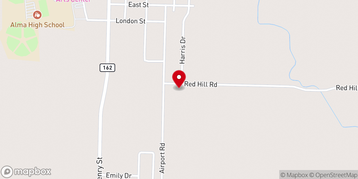 Map showing location of Alma Southside Baptist Church - Food Distribution Center