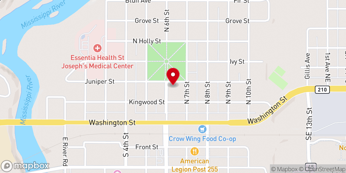 Map showing location of Brainerd Christian Fellowship
