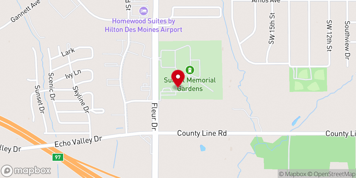Map showing location of Sunset Memorial Chapel