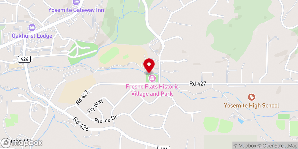 Map showing location of Fresno Flats Historical Village & Park