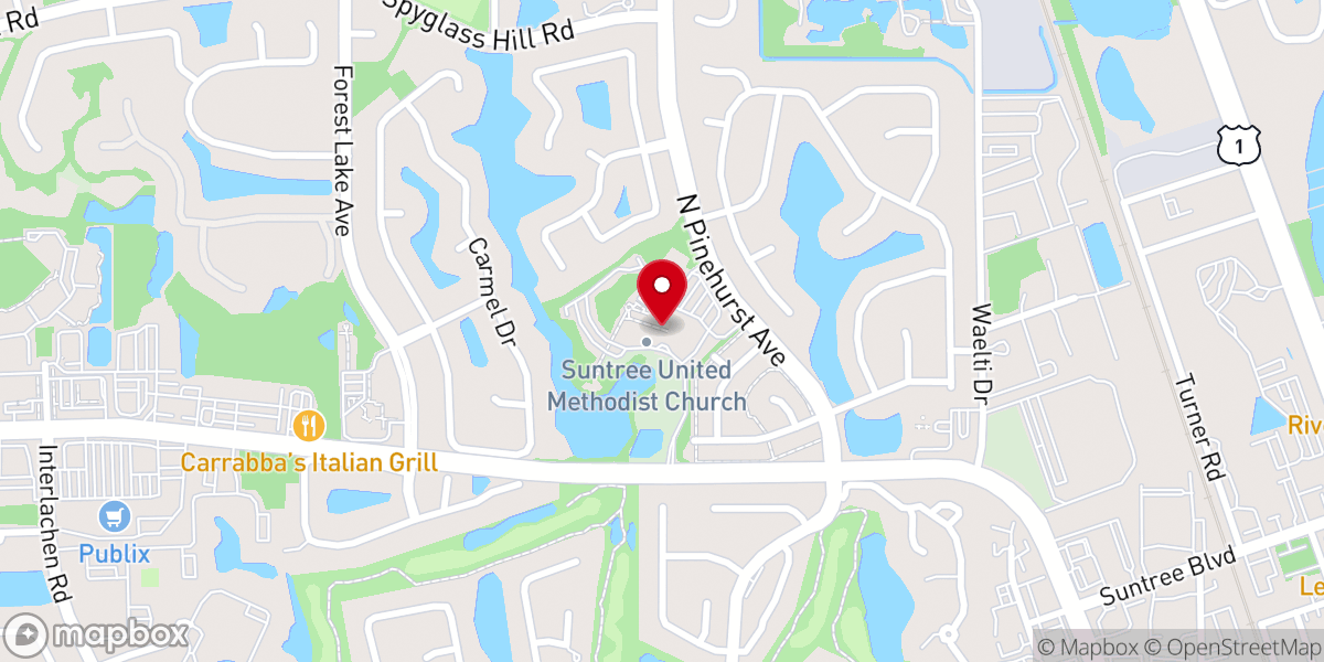 Map showing location of Suntree United Methodist School