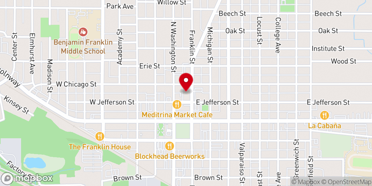 Map showing location of First United Methodist Church of Valparaiso, Indiana