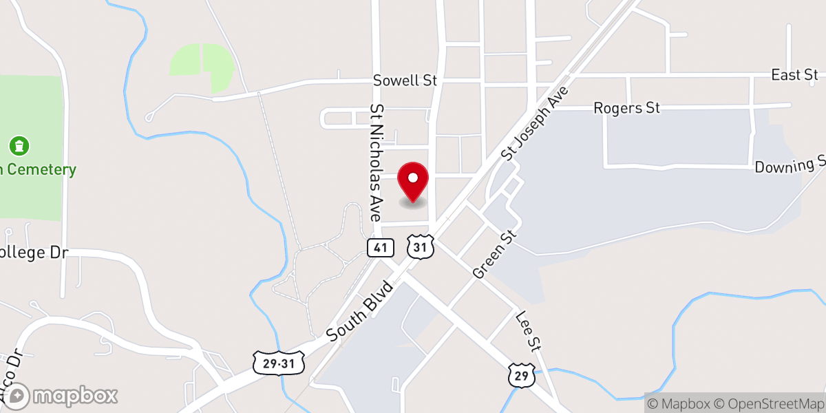 Map showing location of New Beginnings Worship Center