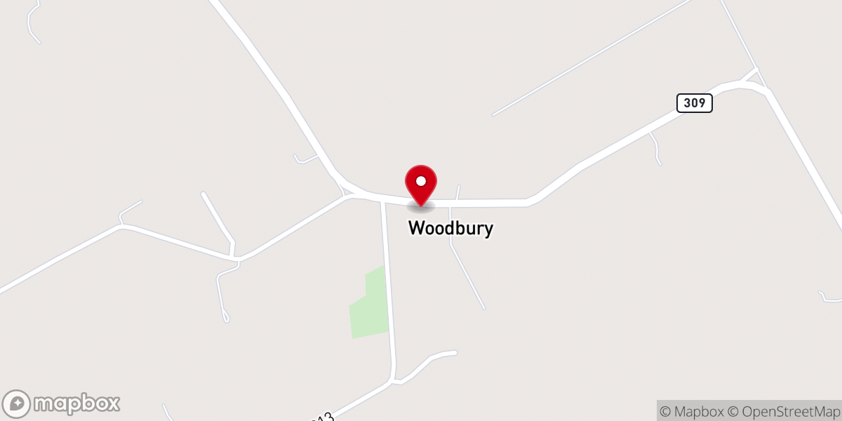 Map showing location of Woodbury Baptist Church