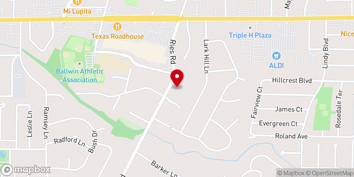 Map showing location of First Baptist Church of Ballwin
