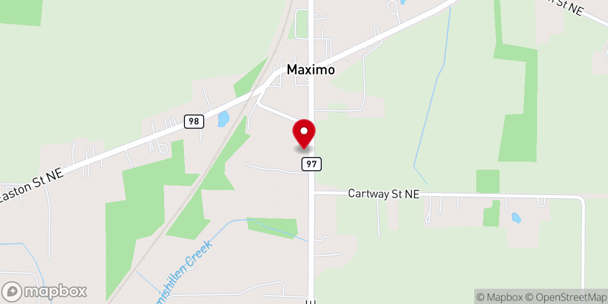 Map showing location of Maximo Zion Church