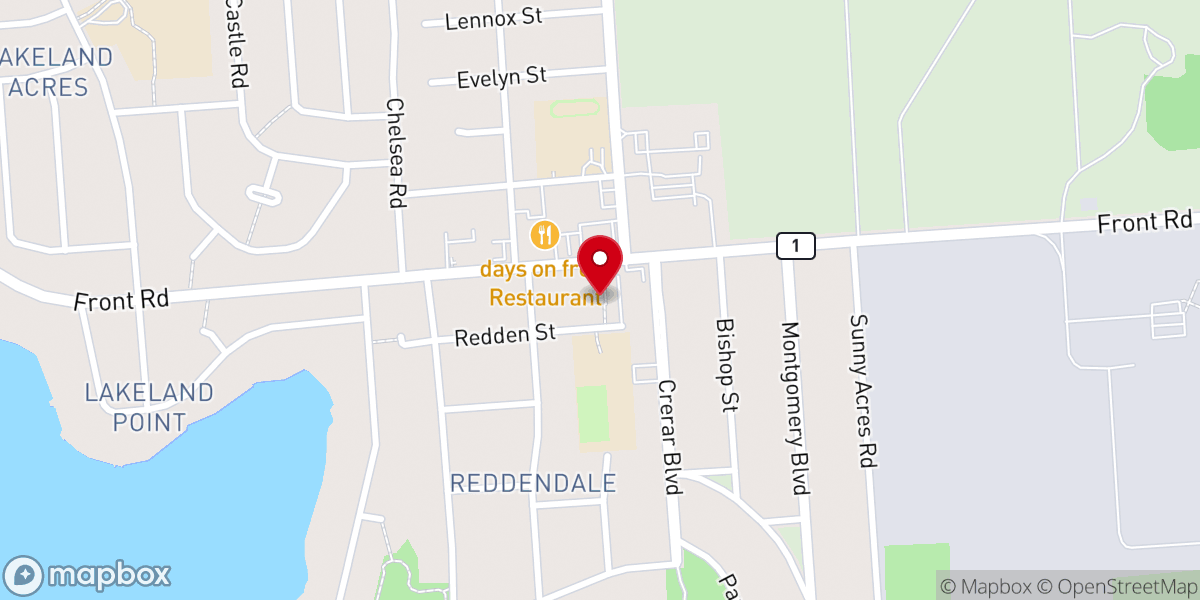 Map showing location of St. Andrew's By the Lake United Church