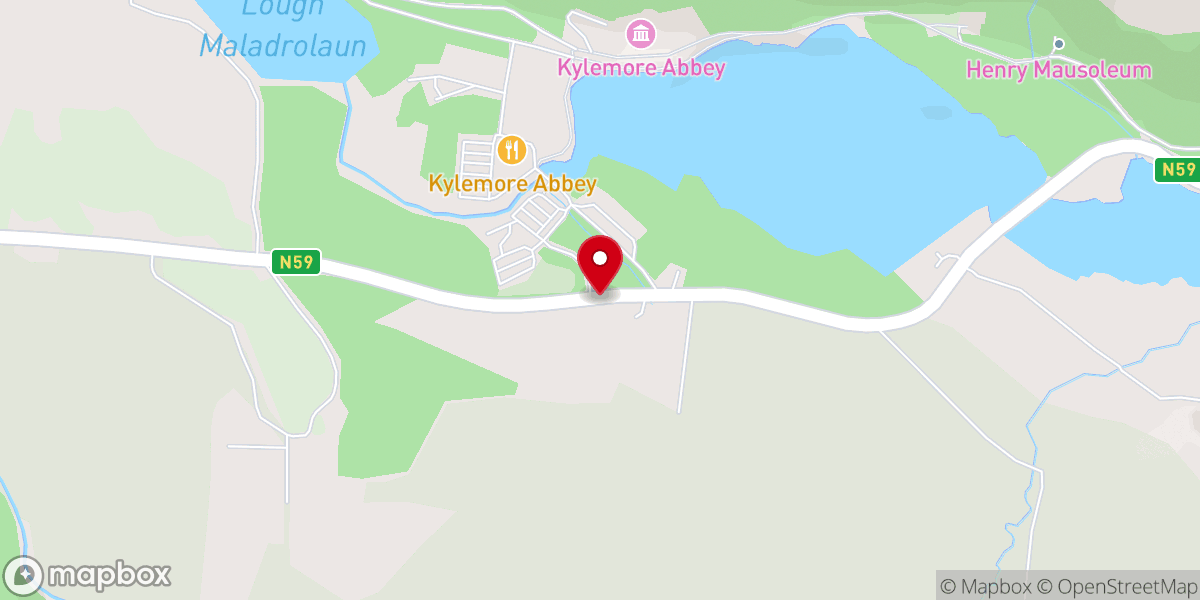 Map showing location of Kylemore Abbey