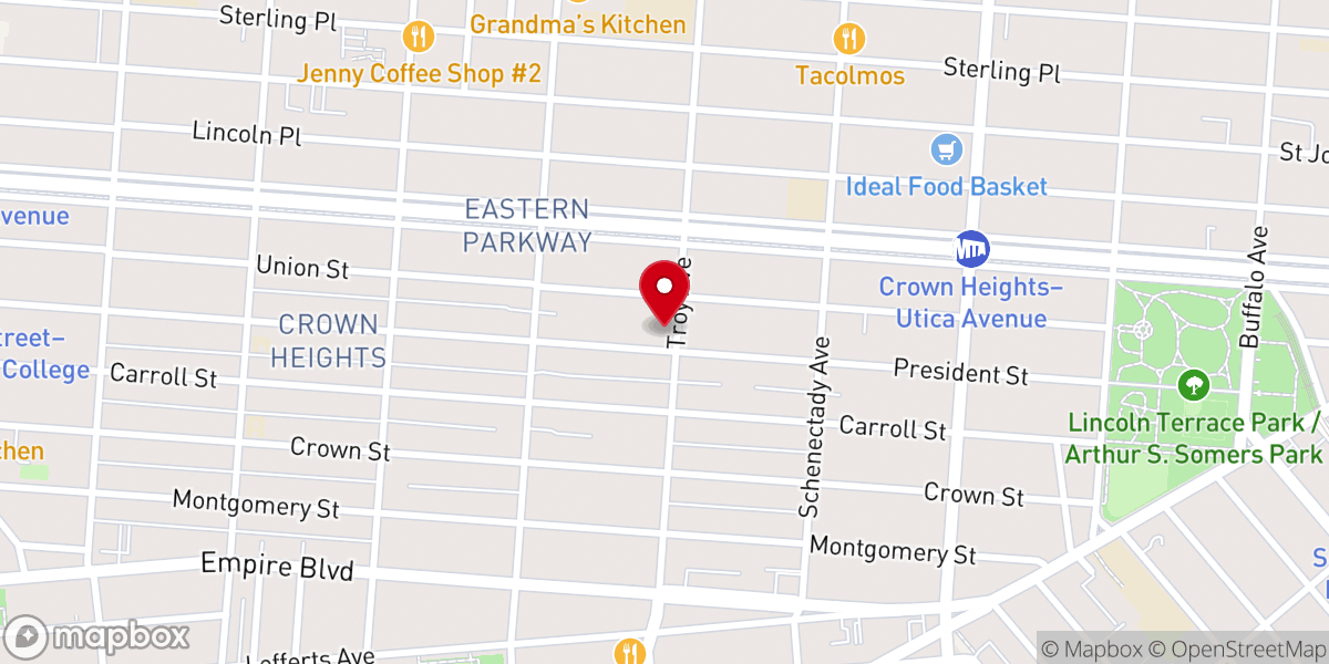 Map showing location of Mitzvah Center Brooklyn