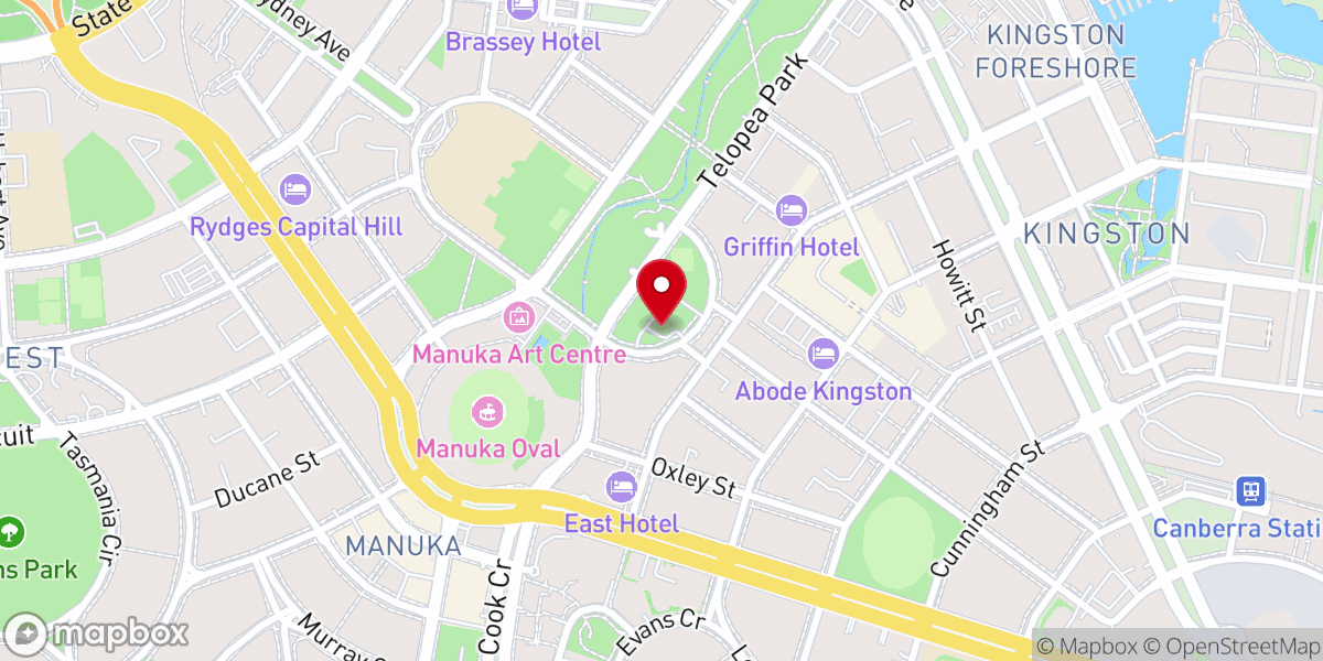 Map showing location of Canberra Baptist Church