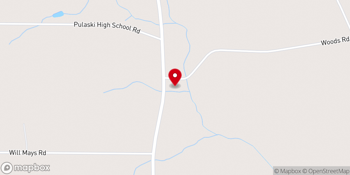 Map showing location of Blue Springs Church