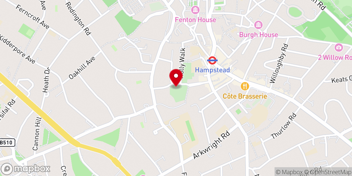 Map showing location of St John-at-Hampstead Church