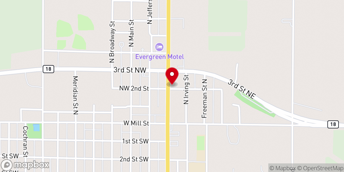 Map showing location of Sacred Heart Grade School