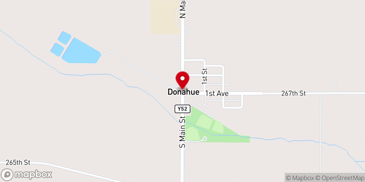 Map showing location of Donahue