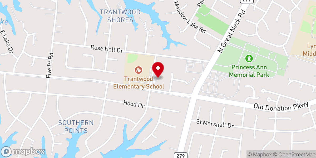 Map showing location of Great Neck Baptist Church