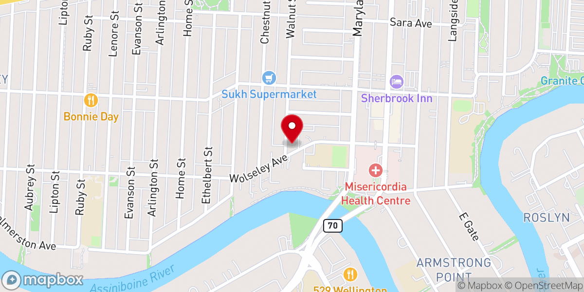 Map showing location of Saint Peter's Lutheran Church
