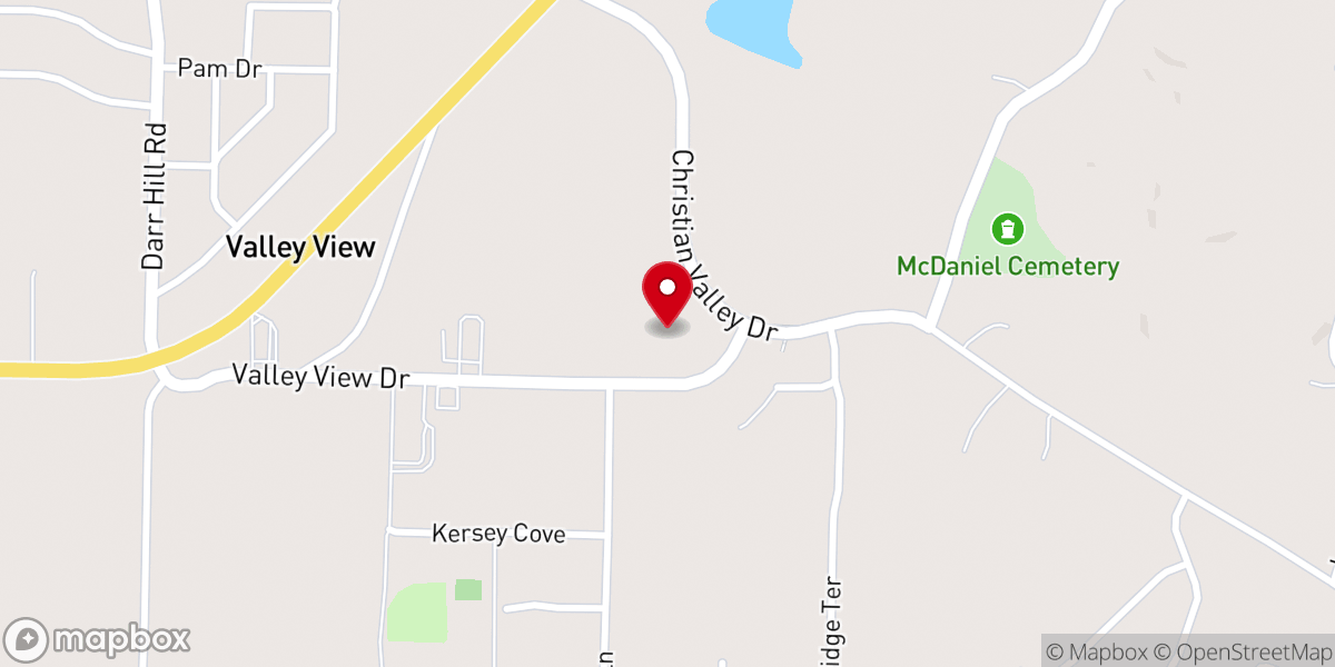 Map showing location of Christian Valley Christian Church