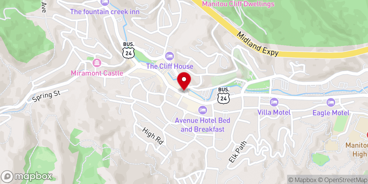 Map showing location of Wheeler Town Clock - Manitou Springs
