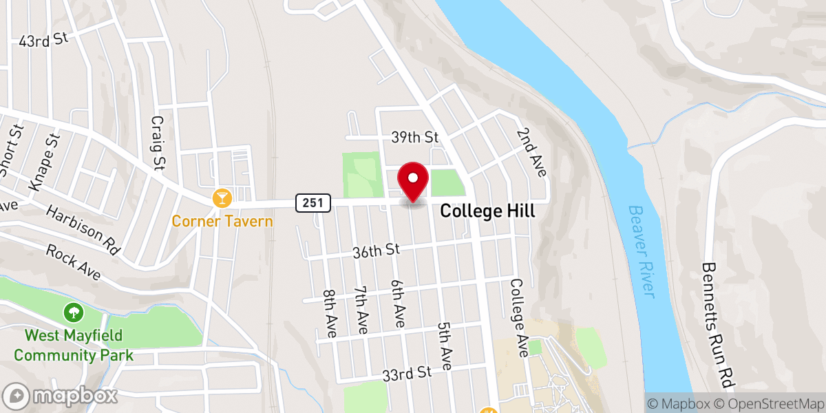 Map showing location of Mayfield Bible Baptist Church