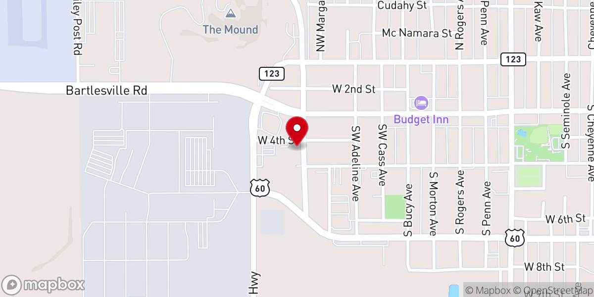 Map showing location of Catholic Charities Mary Martha Outreach