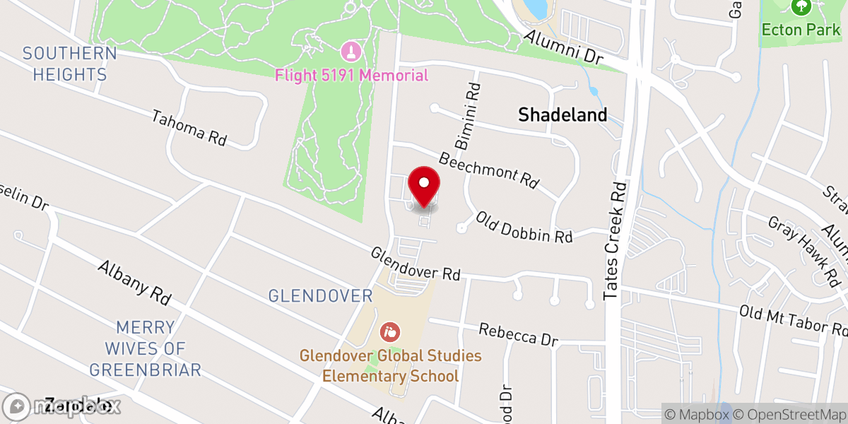 Map showing location of Crestwood Christian Church