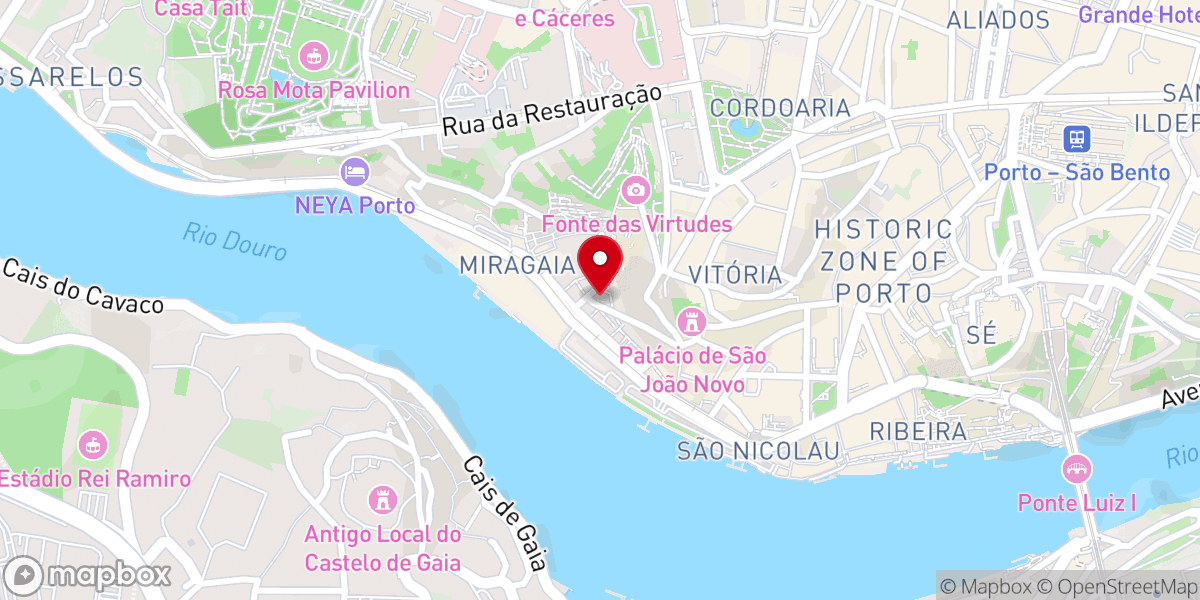 Map showing location of Igreja Paroquial de São Pedro de Miragaia