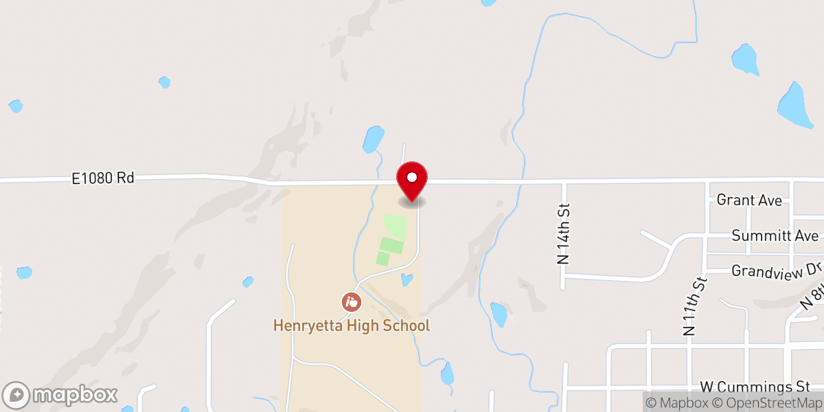 Map showing location of Henryetta Lady Knights Softball