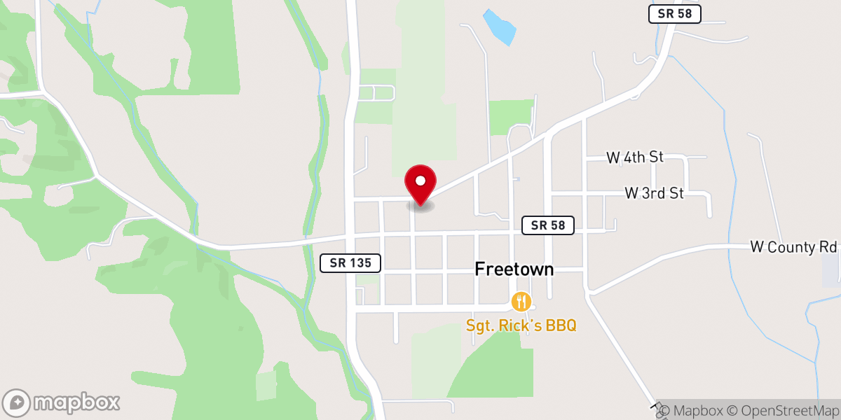 Map showing location of Freetown United Methodist Church
