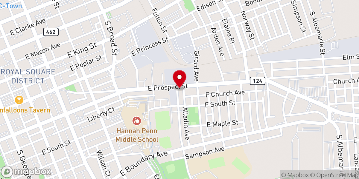 Map showing location of York First Church of God