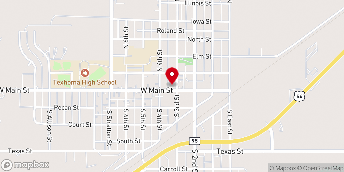 Map showing location of Texhoma United Methodist Church