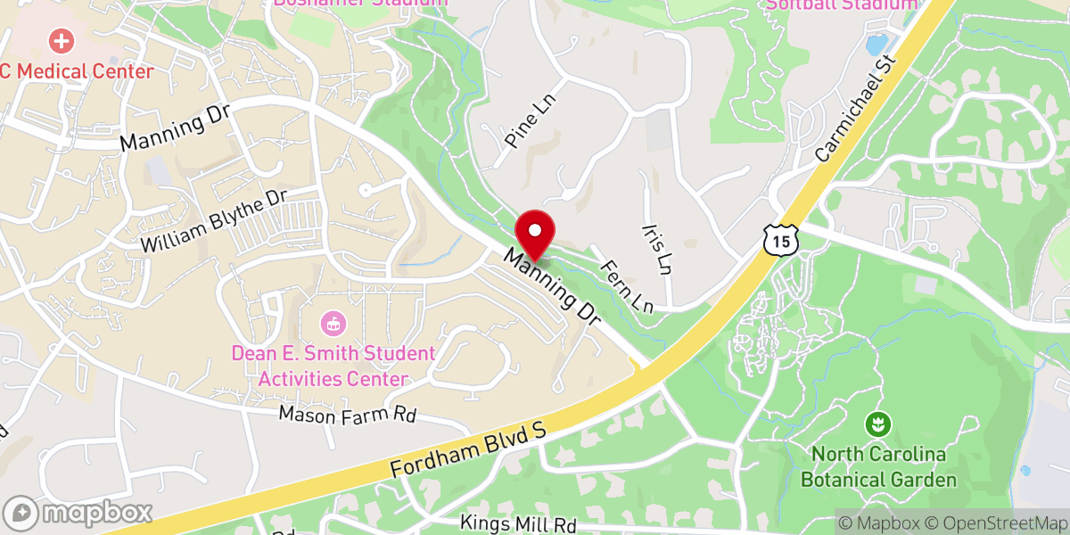 Map showing location of UNC chapel hill