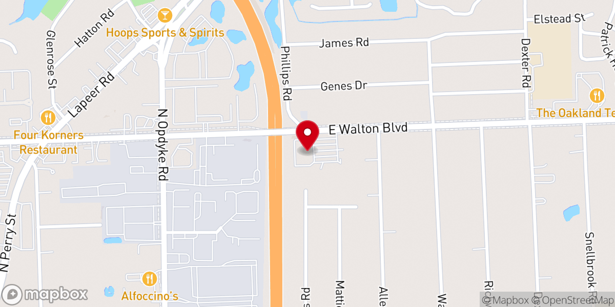 Map showing location of Auburn Hills Christian Center