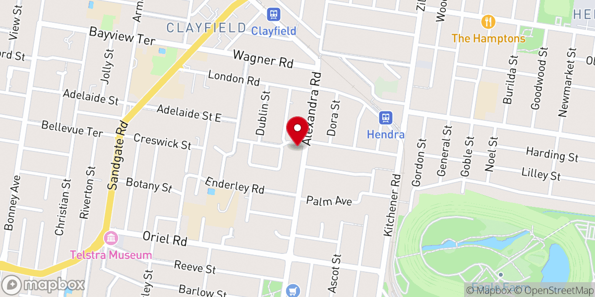 Map showing location of Clayfield Baptist Church