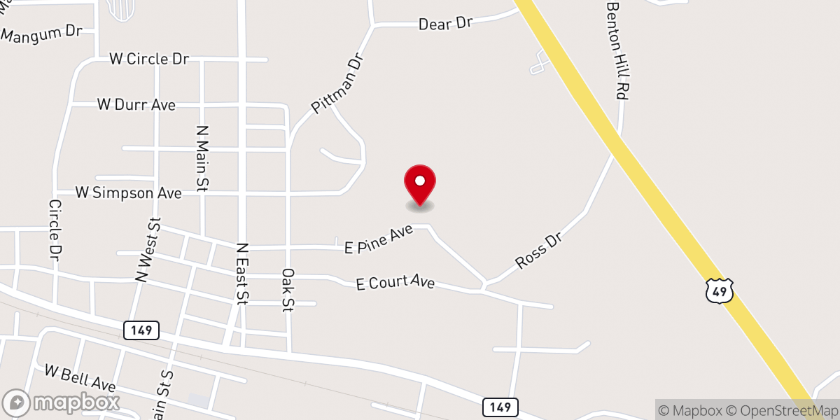 Map showing location of Campbells Creek Baptist Church
