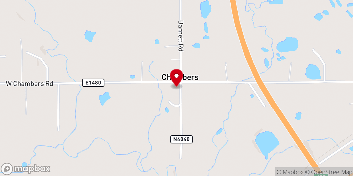 Map showing location of Chambers Church