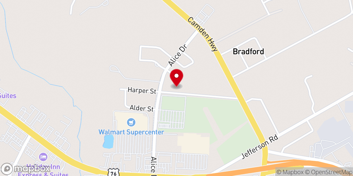 Map showing location of Sumter Baptist Temple