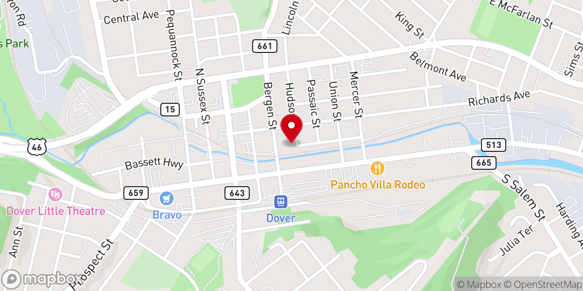 Map showing location of Iglesia Adventista de Dover, NJ