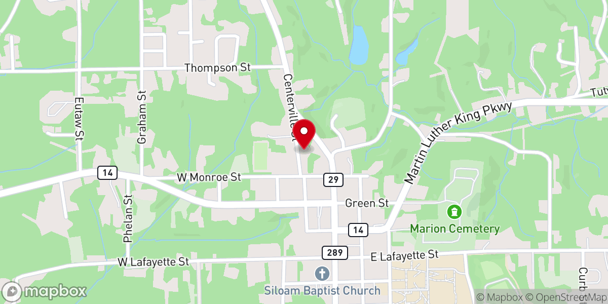 Map showing location of Marion Methodist Church